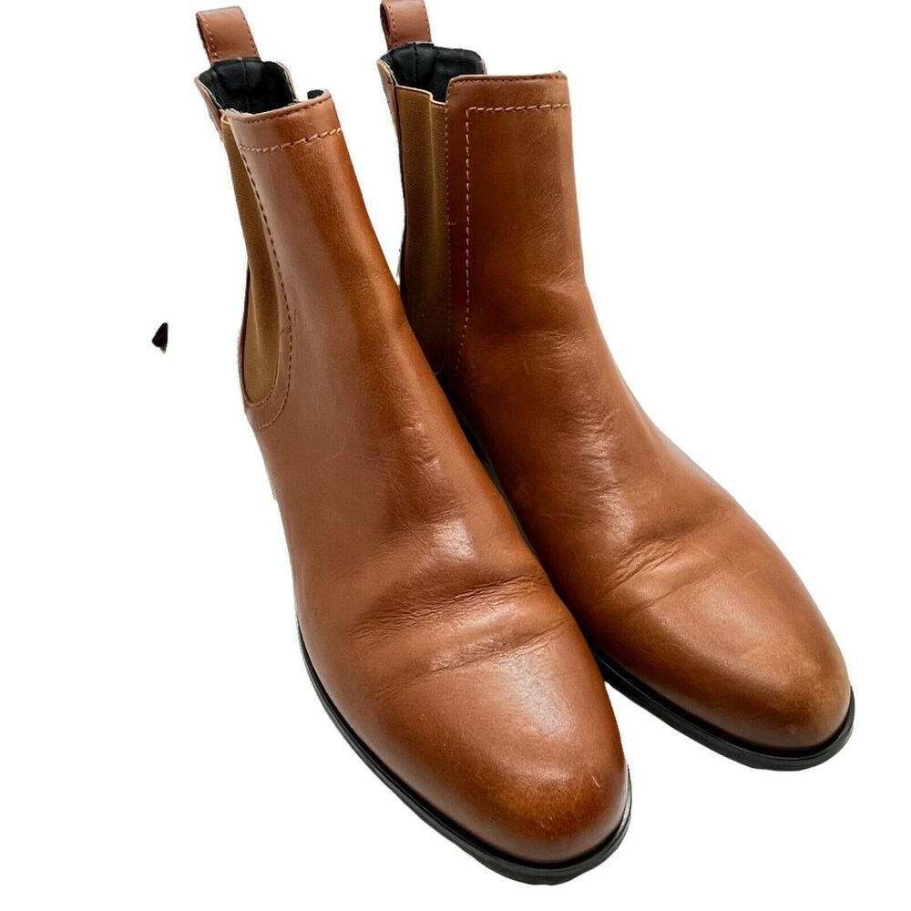 Grigiarancio Womens Brown Leather Round Toe Ankle Casual Chelsea Boots Size 10.5